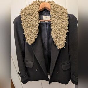 Aritzia Wilfred Short Wool Coat with Faux Fur